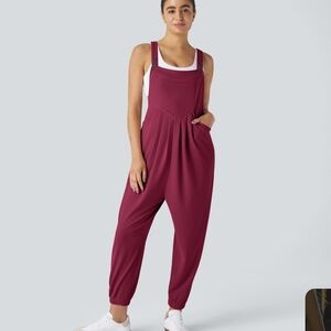 HALARA Maroon Jumpsuit with Adjustable Straps